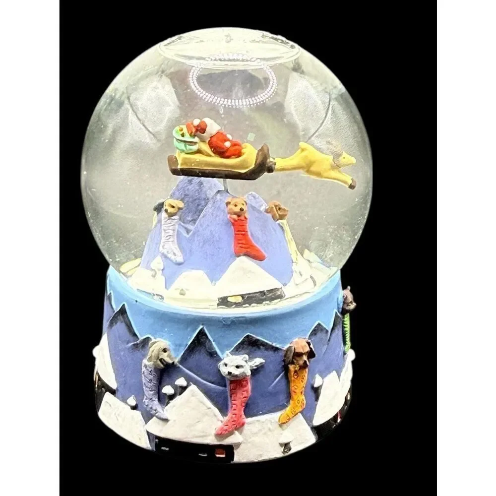 Neiman Marcus & Dept. 56 Collab Christmas 1991 Mini Snow Globe Santa & Sleigh